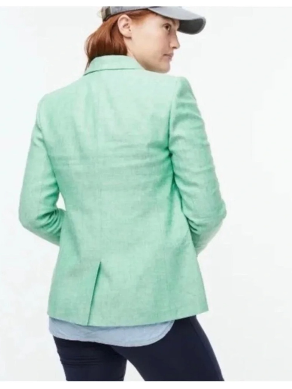 J Crew Parke Light Green Linen Women's Single-Button Blazer Jacket Preppy - Picture 2 of 11